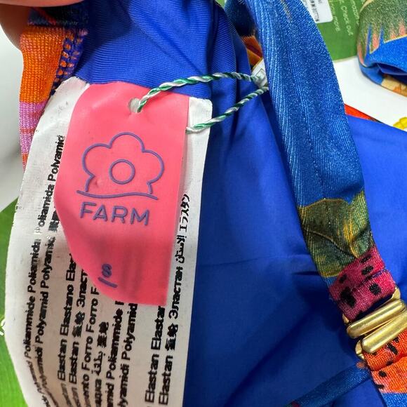 Farm Rio Macaw Tropical Print Beaded Bikini Set Size Small Top & Medium Bottom - Picture 15 of 16